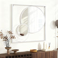 Large White Circle Wall Mirror, Square Wall Mounted Mirror Set Round Modern Art Decorative Mirrors for Living Room Bathroom 30x30 Inch Decor