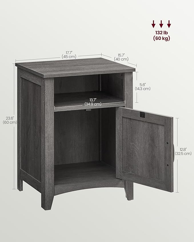 VASAGLE LIRY Collection - Farmhouse Nightstand with Barn Door, Set of 2, Bedside Table with Storage, Side End Table, Night Stand, Open Compartment, for Bedroom, Misty Gray ULET809G68