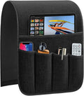 Armrest Organizer Non Slip Remote Control Holder Arm Chair Couch Caddy For Recliner Sofa Bedside With 5 Pocket Storage for Tablet Phone iPad (Black, W13" x L33")