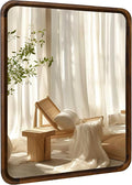 Bathroom Mirror for Wall,Wood Rectangle 30 x 40 inch Hanging Vatiny Tempered Mirrors with Rounded Corner for Living Room,Bedroom,Entryway