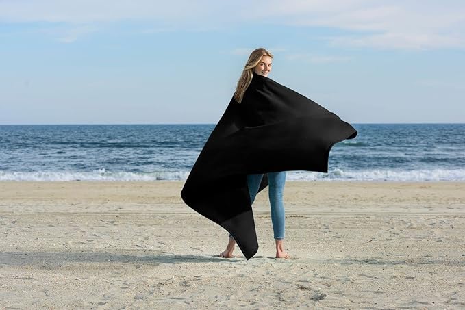 MV Sport Lightweight Sweatshirt Blanket Throw – Warm & Cozy, Breathable Oversized Fleece Knit, Couch, Bed, Travel, Cold Nights, and Outdoors – Soft Light Weight Blanket 54" x 84" Charcoal