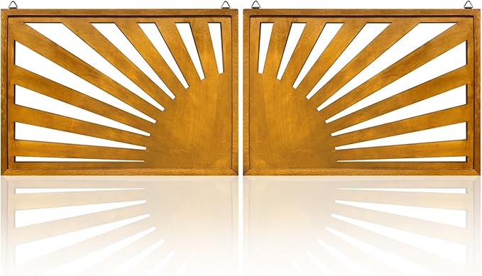 Bnesi 2pcs Boho Wood Wall Art Set Large Bohemian Decoration for Bedroom Above Bed Unique Big Wall Art as Bohemian Wall Decor Ideal for Vintage Home Aesthetics Wall Decor (Claybank)
