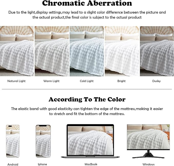 NEWCOSPLAY Twin Blanket for Couch White Super Soft Flannel Fleece 3D Bubble Lightweight Bed Blanket All Season Use (White, Twin(60"x80"))