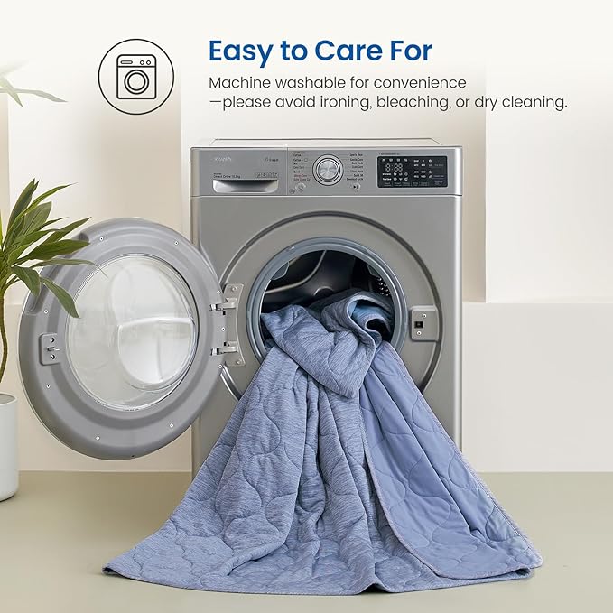 Cozy Bliss Cooling Dual-Sided Blanket for Hot Sleepers, Q-Max>0.46 Lightweight Soft Breathable Bed Blanket, Double Side Cooling Throw for Night Sweats (Denim Blue, 40"x60")