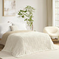 Snuggle Sac Checkered Throw Blanket Faux Fur Microfiber Blankets for Couch,Cozy Soft Warm Blanket for Sofa Bedroom Living Room,Solid Ivory,60x80 inches