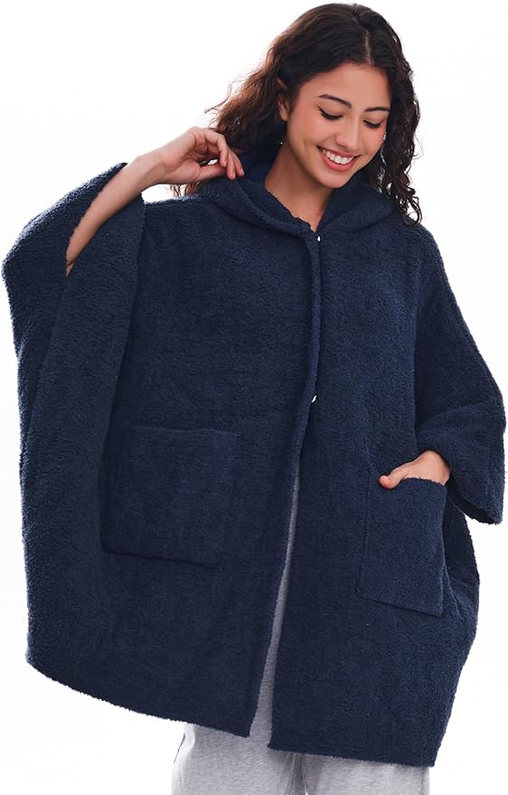 WDCOZY Wearable Blanket Hoodie Poncho Throw Comfy Soft Warm Cape Shawl Cozy Cloak Wrap Hooded with Sleeves For Women Adults
