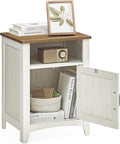VASAGLE LIRY Collection - Farmhouse Nightstand with Barn Door, Bedside Table with Storage, Side End Table, Night Stand, Open Compartment, for Bedroom, Rustic White and Honey Brown ULET609K41