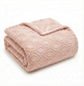 Horaldaily Solid Blanket Throw, Pink Accent Farmhouse Neutral Square Euro Soft Fuzzy Plush Faux Fur Cozy Blankets for Couch Sofa Bed Lounging, Ideal Gifts for Kids Adults Wife Self, 50x60