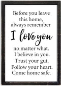 Before You Leave This Home Sign Wall Art Decor 16x11 Inch Rustic Farmhouse Living Room I Love You Inspirational Family Wood Framed Sign Entryway Motivationa And Romantic Wall Hang (Black)
