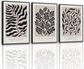 VIYYIEA Large Framed Canvas Wall Art, 3 Pcs, Living Room Modern Abstract Decor, Matisse Wall Art Bedroom Above Bed Decor, Minimalist Botanical Neutral Decorations, 16x24inch, Set of 3