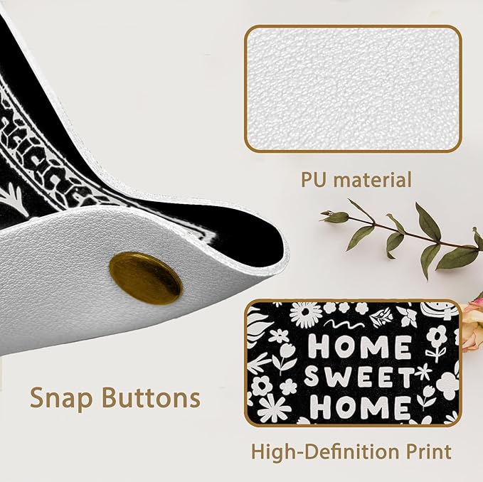 House Warming Gifts Leather Jewelry Valet Tray, New House Gifts, Home Sweet Home PU Leather Catchall Beside Caddy Nightstand Organizer Tray for Jewelry Rings Watches Keys, 7.8x7.8inch