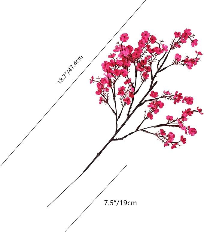 Mandy's Hot Pink Artificial Baby’s Breath Flowers 6 Bundles Silk Gypsophila, 18.5 Inch European Style Modern Home Decor Centerpiece, Neutral Wedding Flower Arrangements
