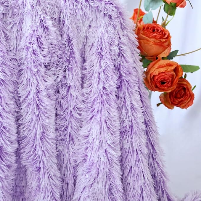 Plush Super Soft Blanket Bedding Sofa Cover Furry Fuzzy Fur Warm Throw Qulit Cozy Couch Blanket for Winter (63"x79",Violet and White)