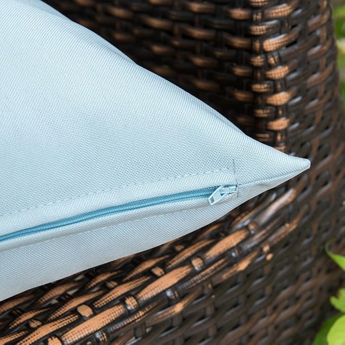 MIULEE Pack of 2 Decorative Outdoor Waterproof Pillow Covers Square Garden Cushion Sham Throw Pillowcase Summer Shell for Patio Tent Couch 20x20 Inch Light Blue