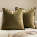 MIULEE Olive Green Velvet Throw Pillow Covers 18x18 Soft Decorative Solid Square Cushion Cases Pack of 2 Modern Luxury Home Decor for Couch, Sofa, Bedroom