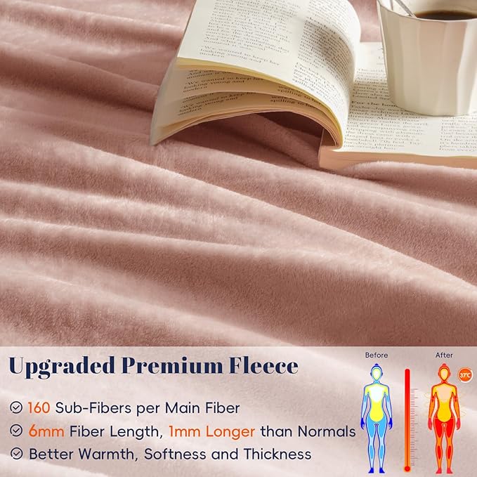 PHF Ultra Soft Fleece Blanket Twin Size, No Shed No Pilling Luxury Plush Cozy 300GSM Lightweight Blanket for Bed, Couch, Chair, Sofa Suitable for All Season, 66" x 90", Rose Pink