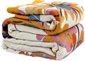 Boho Throw Blanket for Bed 50"x60", 100% Soft Cotton Bohemian Blankets with Rustic Floral Printed Decor, Spring Throw Blanket for Couch Cozy Breathable King Size All Season