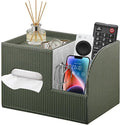 Fanousy Modern PU Leather Cube Tissue Box Cover with Storage Tray, Multifunctional Remote Control Holder & Facial Tissue Dispenser Organizer for Nightstand, Bathroom, Bedroom, Office & Home Decor