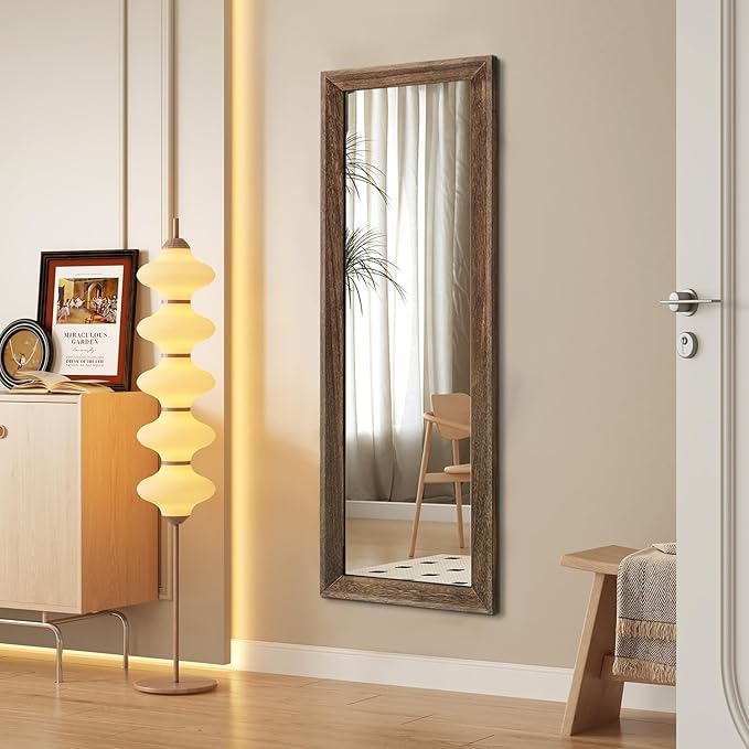 AAZZKANG Hanging Mirror Full Length Vintage Large Mirrors Wooden Framed 43"x14" for Bedroom Living Room Bathroom Entryway Wall Mounted Vertically or Horizontally