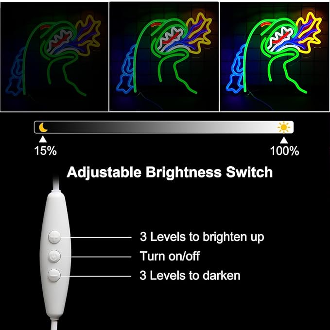 Monster Neon Sign for Wall Decor,Dinosaur Dimmable Neon Sign for Gaming Room Boys Room Decor，Powered by USB 14.3 * 12.2inch,Birthday Party Christmas Gifts