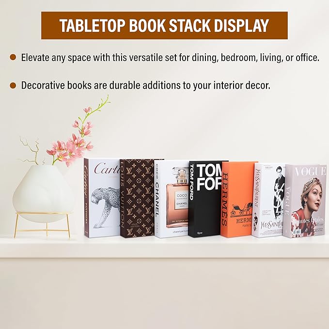 PROBENEX Luxe Large | 4 PCS Faux Decorative Book Boxes | Not Real Books, Cardboard Foldable Display Props | Home Decor for Coffee Table, Bookshelf, Living Room, Office