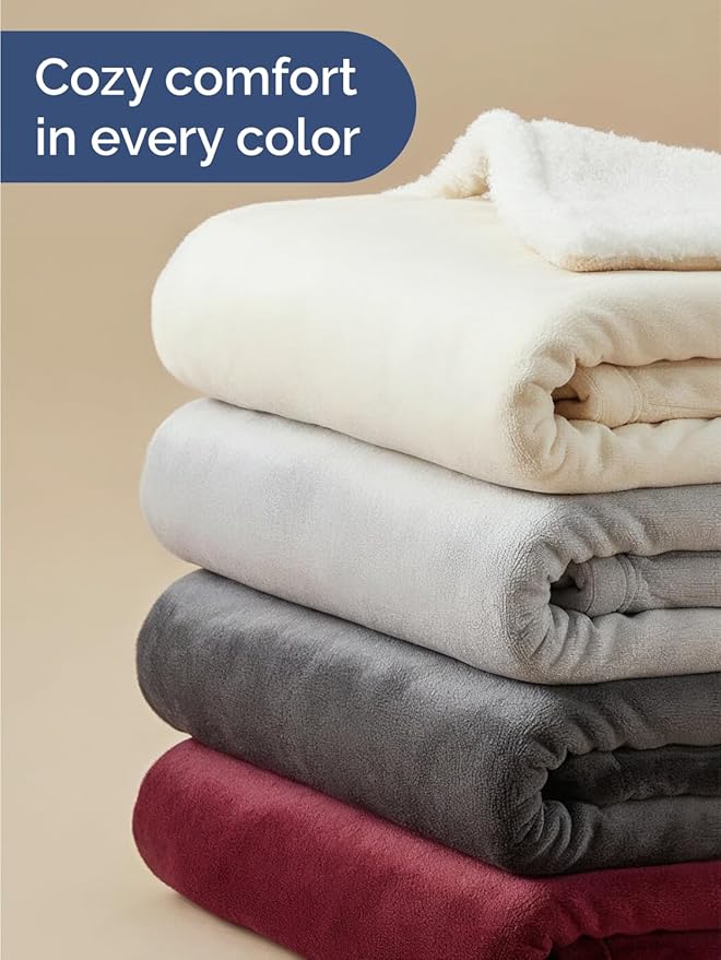 Sherpa Fleece Blanket Throw Size - Reversible Sherpa Fleece Throw Blanket - Super Soft Double Sided for Bed, Sofa, Couch - Thick, Warm, Fuzzy & Plush - Luxurious Bedding for Winter - Navy, 50" x 60"