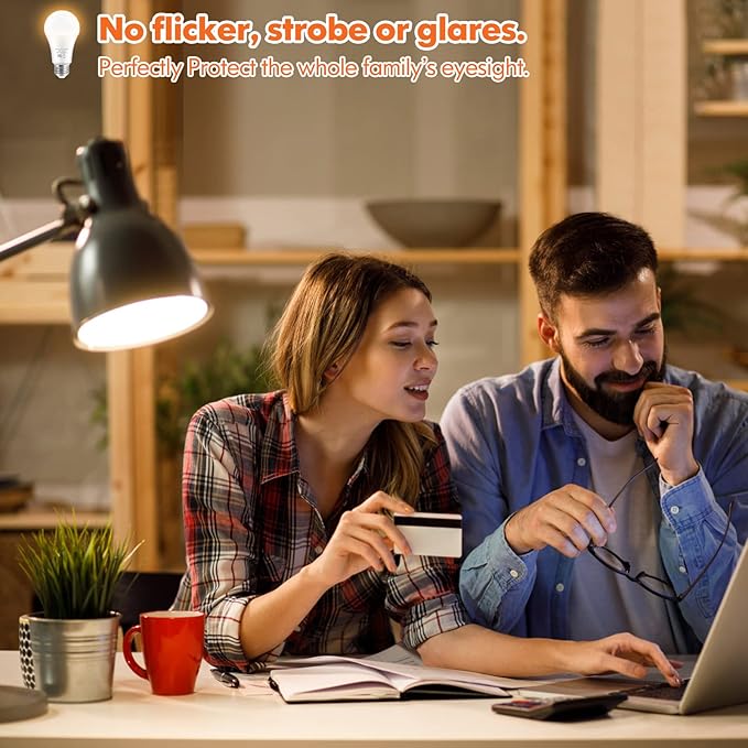 LED Light Bulbs, 100 Watt Equivalent A19 LED Bulbs, 13W 2700K Warm White 1500 Lumens Non-Dimmable Bright E26 Edison Medium Screw Bulbs for Home Bedroom Kitchen Living Room Office Lamp, 10-Pack