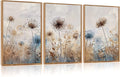 CHDITB Dandelion Wall Art Framed Canvas Wall Art Set Of 3, Dandelion Picture for Living Room, Vintage Wildflower Artwork Botanical Wall Decor, Nature Floral Art Prints for Bedroom Home Decor (12x16 Inch)