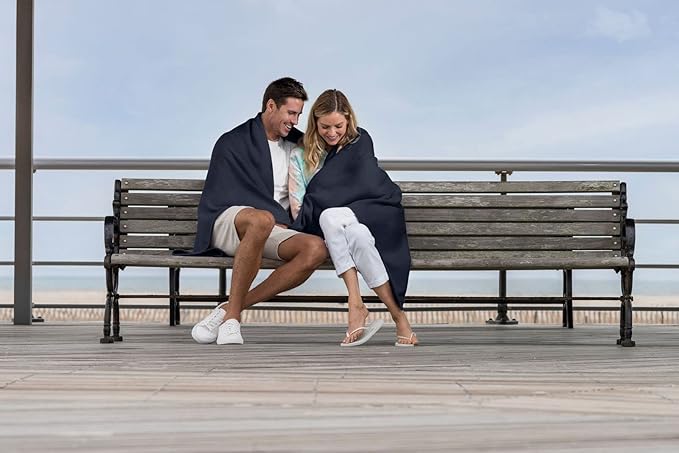 MV Sport Lightweight Sweatshirt Blanket Throw – Warm & Cozy, Breathable Oversized Fleece Knit, Couch, Bed, Travel, Cold Nights, and Outdoors – Soft Light Weight Blanket 54" x 84" Navy Heather