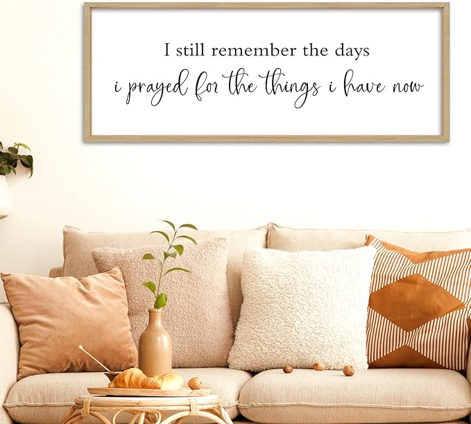 I Still Remember the Days I Prayed Sign 40''×15'' Bible Verse Wall Decor Home Bedroom Scripture Large Rustic Farmhouse Inspirational Wood Framed Plaque Wall Hanging Art (Wood)