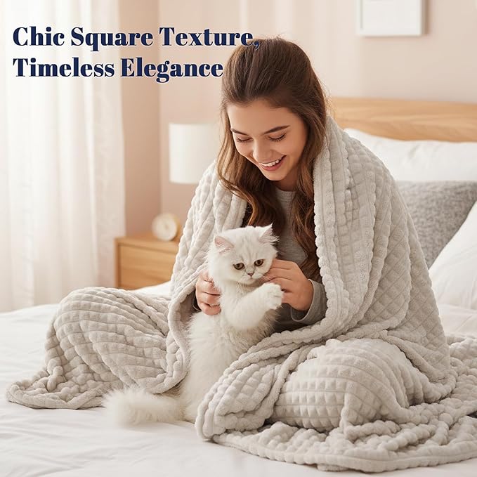 PHF Luxury Soft Fleece Blanket King Size, No Shed No Pilling, 380GSM Fluffy Cozy Throw Blankets for Bed, 108"x90",Lightweight Warm Bedding for Home Decor, Ideal Gift for Women, Oak