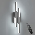 Modern LED Wall Sconce Silver Remote Wall Light Fixtures for Bathroom, Dimmable Vanity Light Indoor LED Remote Wall Sconce for Bedside Bedroom Living Dining Room (1 Pack 3000-6500K 19.7inch)