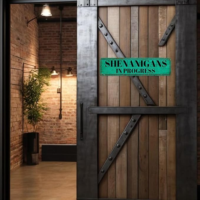 Vintage Metal Tin Signs Shenanigans In Progress Signs Vintage Bathroom Wall Art Retro Kitchen Signs Wall Decor Rustic Metal Tin Plaque Art Poster Metal Home Sign Decorative Tin Sign 4x16 Inch