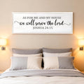 As For Me And My House We Will Serve The Lord Framed Wall Art, 40''×15'' Positive Religious Rustic Bible Verse for Christian God Jesus Christ Prayer, Vintage Horizontal Holy Catholic Scripture Decor