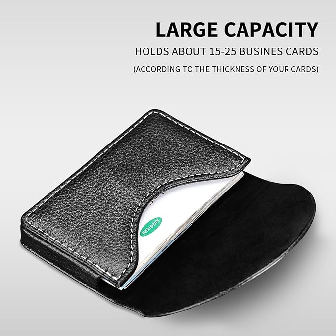 KINGFOM PU Leather Desk Organizer Pen Pencil Holder with Wireless Charger Stand for iPhone, Rectangular tissue box cover, Pocket Business Cards Holder Black-5PCS/SET