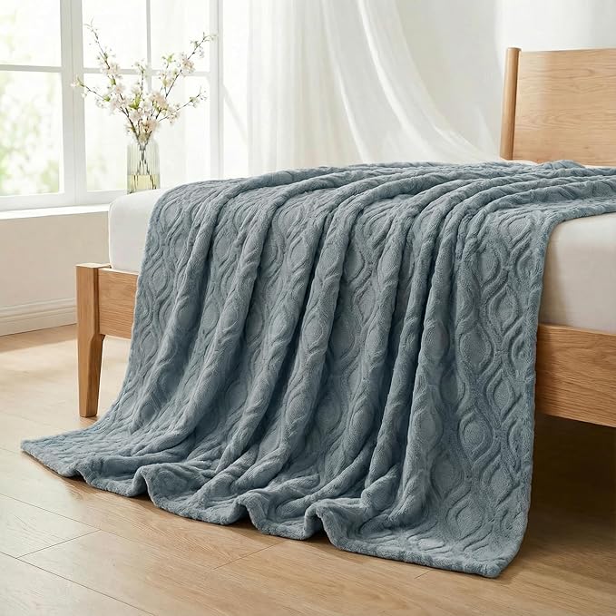Horaldaily Solid Blanket Throw, Grey Accent Farmhouse Neutral Square Euro Soft Fuzzy Plush Faux Fur Cozy Blankets for Couch Sofa Bed Lounging, Ideal Gifts for Kids Adults Wife Self, 50x60