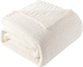 BATTILO HOME White Chenille Throw Blanket for Couch, Knit Cream Chenille Blanket for Bed, Sofa, Home Decor, Soft Warm Ivory Throw Blankets for Farmhouse,51"x67"