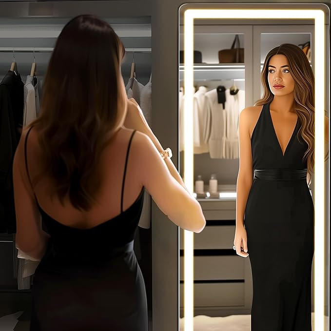 OLIXIS 21.5"×64.1" Full Length Mirror with Light, LED Floor Full Body Mirror with 3 Color Lighting
