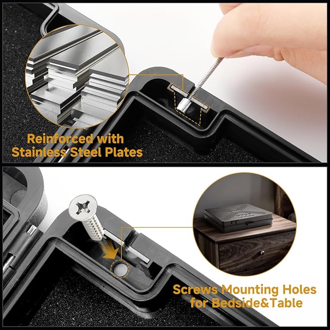 Gun Safe Alternative,Portable Gun Case Handgun Lock Box Quick Access Pistol Safe Small Handgun Storage with TSA Padlock,Instant Access Gun Box for Bedside and Car