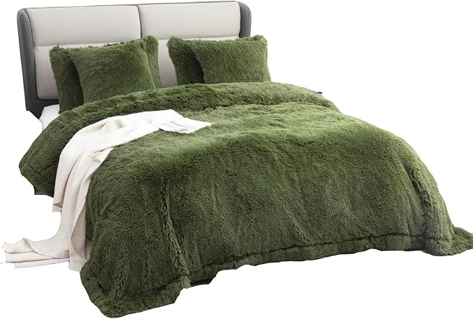 YUSOKI Faux Fur King Blanket(Olive Green,90" x 104"),Whithout Pillows,Winter Lightweight Plush Fuzzy Soft Cozy Microfiber Comfy Bed Blanket for Women Kids Girls Couch Sofa Washable