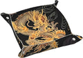 Oriental dragon Leather Vanity Tray Desktop Storage Organizer, Decorative Catchall Perfume Tray, Bathroom Valet Tray,Nightstand Caddy Holder for Keys Phone Wallet Coin Jewelry, S