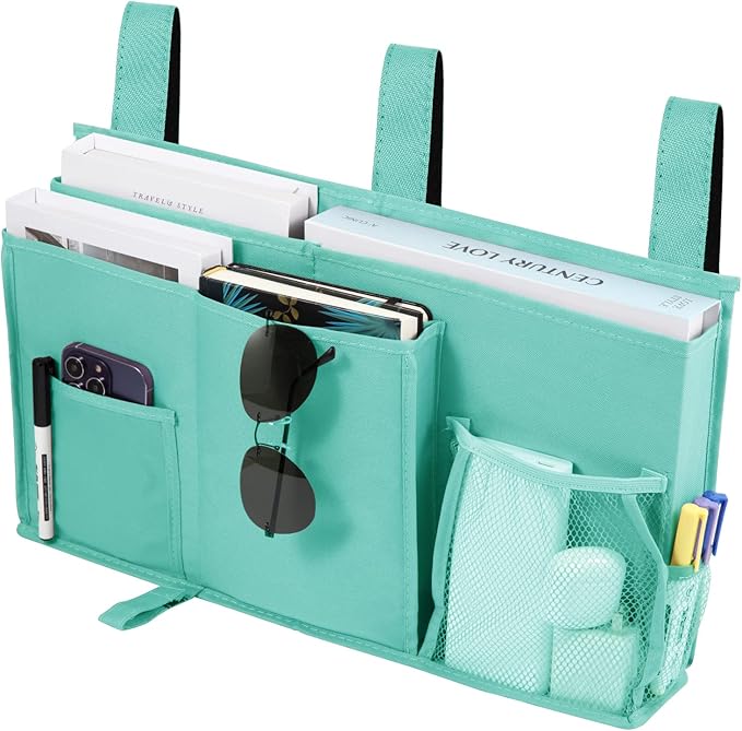 Joyfulife Bedside Caddy Bunk Bed Organizer Bedside Storage Organizer Bedside Storage Bag Pocket Hanging Organizer for Bunk, Hospital Beds, College Dorm Rooms, Baby Bed Rails, Camp 8 Pockets (Green)