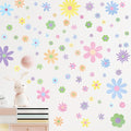 Kisston 90 Pcs Daisy Wall Decal Alphabet Vinyl Wall Decals Boho Decal Daisy Stickers Boho Groovy Floral Stickers for Nursery Art Bedroom Classroom(Pastel)