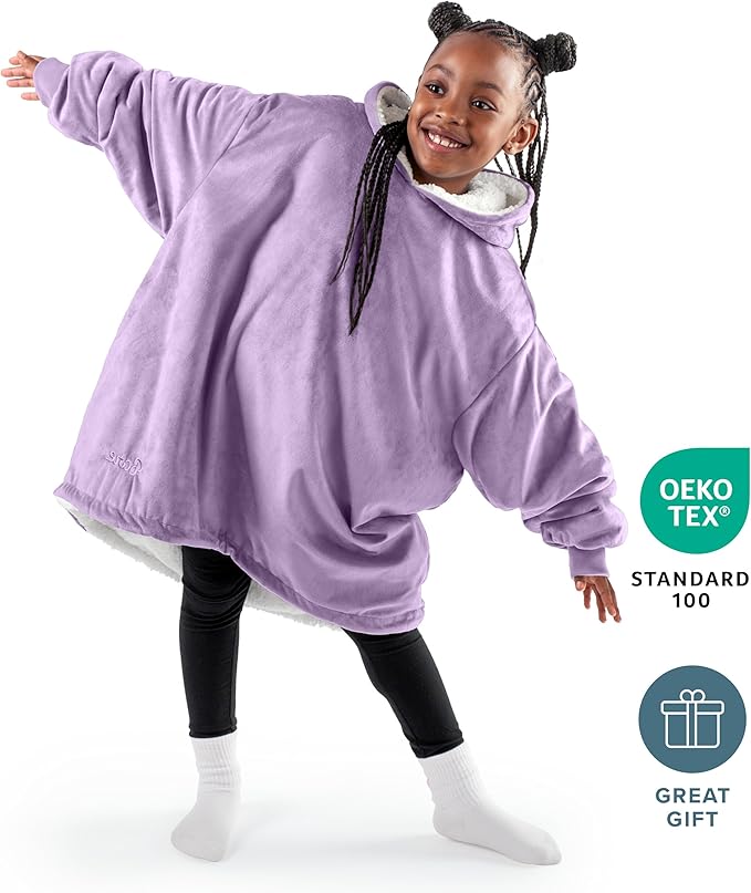Bare Home Wearable Blanket Hoodie - Soft Plush Sherpa - Warm and Cozy - Oversized Wearable Blanket - Adult & Kid Sizes