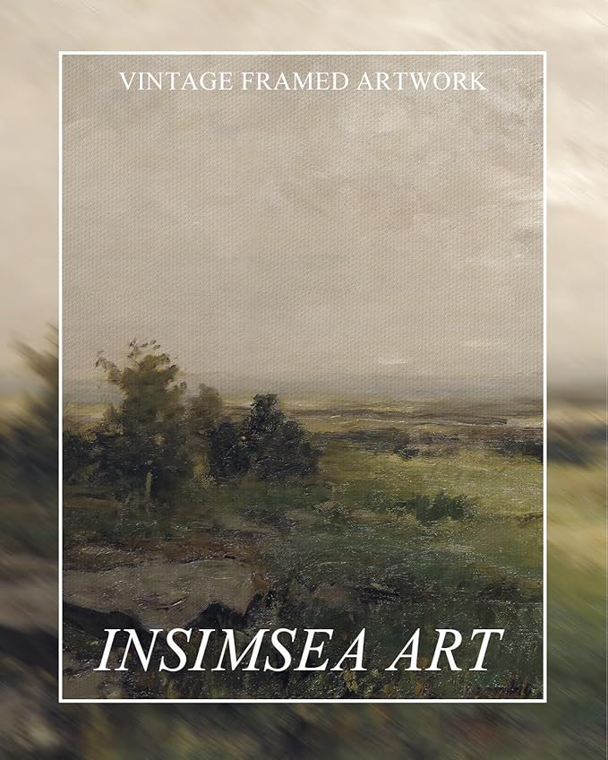 InSimSea Extra Large Framed Vintage Wall Art, Living Room Country Farmhouse Decor, Wilderness Landscape Paintings, Canvas Prints, Retro Scenery Long Picture for Bedroom Above of Bed,24x48inch