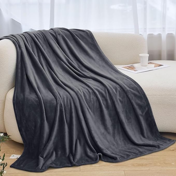Ultra Soft Fleece Throw Blanket, Silky Flannel Fuzzy Blanket for All Season, Cozy Lightweight Blanket for Couch, Bed, Sofa, 50" x 60", Gray, Throw