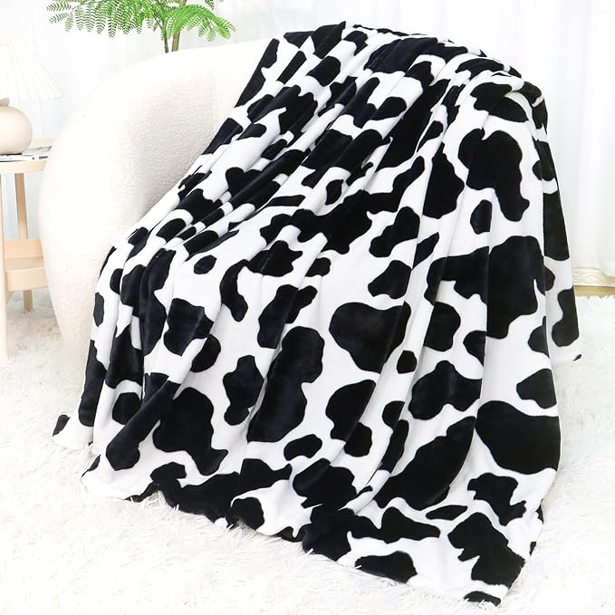 Soft Black and White Blanket Twin Size Lightweight Cozy Fuzzy Bed Throw Blanket 60x80inch Cute Girls Women Twin Blanket for Bed Couch Home Decor
