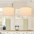 Table Lamps for Living Room Set of 2, Ceramic Table Lamps for Bedroom, 20" Modern Lamps for Night Stands, Light Green