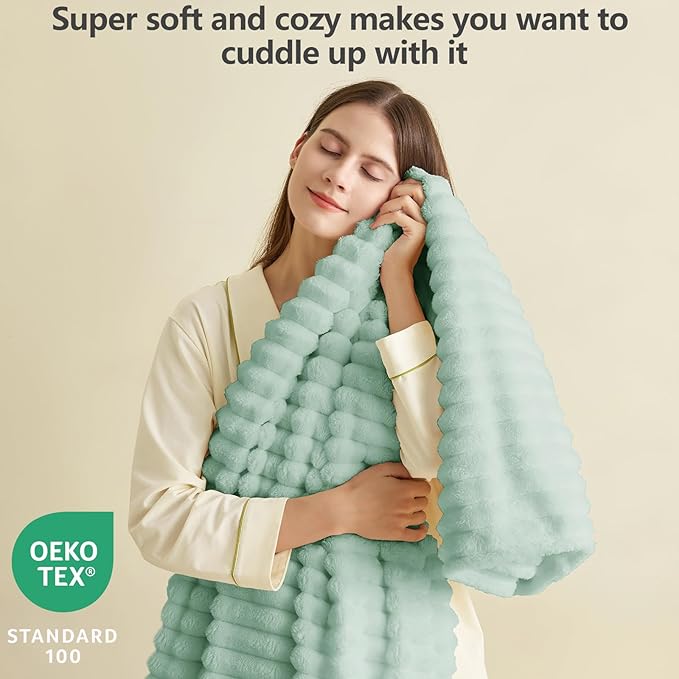 Soft Sage Green Queen Size Blanket for Bed - Cozy Bedding Fleece Blanket for women, Large Lightweight Sofa Couch Cover Bed Blankets for Her Him, Spring Home Room Decor, Sage Green, 90x90 Inches