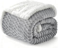 Sherpa Throw Blanket for Couch Flannel Cozy Soft Thick Blanket Warm Twin Blanket for Bed Fleece Home Decor Gifts, Z01 - Light Grey, 60"*80"